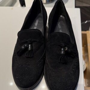 Stuart Weitzman Black suede Tassel Loafers